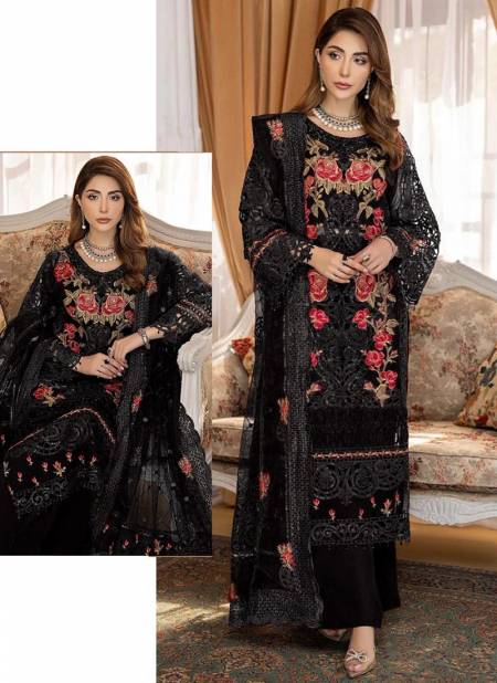 Black Colour R 525 NX Ramsha New Latest Designer Ethnic Wear Georgette Pakistani Suit Collection 525 B